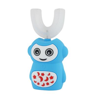 China Cartoon Battery Operated Cute Children U-shaped Teeth Protect Baby 360 Cleaning Electric Toothbrush for sale