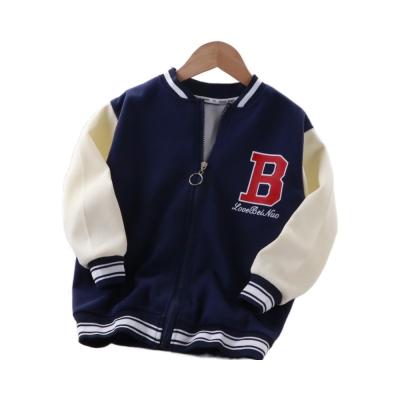 China Washable Boys' zipper coat 2022 autumn/Winter children's plus cashmere hoodie baby monogrammed baseball uniform casual top wholesale for sale