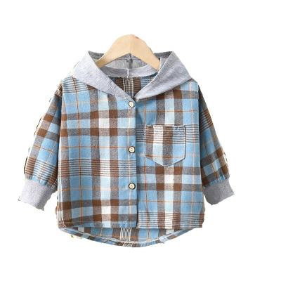 China Washable Kids Shirt Kids Hooded plaid shirt Girls baby long-sleeved plaid coat for sale