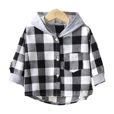 China Washable New cotton plaid children's shirt Fashion baby hoodie long sleeve breathable jacket for sale