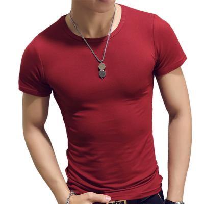 China Summer Korean Men's Polyester Short Sleeve T-shirt Anti-Shrink Around The Neck V-Neck Youth Classic 5XL Simple T-shirt for sale