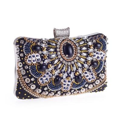 China Brand New Hot Sale Daily Handmade Beaded Clutch Bag Inlaid Polyester Handbags With Diamonds Clutch Evening Bag for sale