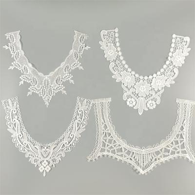 China Water Soluble Lace Collar Embroidery Applique Collar Lace Guipure Design Fashion Water Soluble Lace for sale