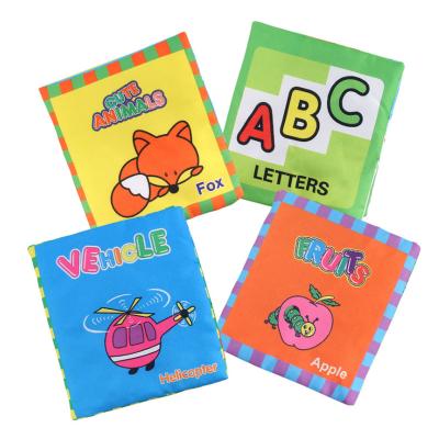 China 4 Styles Enlightenment Education Cloth Book Infant Cartoon Cloth Book For Baby Kid 2954 for sale