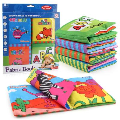 China 4 PCS Enlightenment Education Cloth Book Infant Cartoon Cloth Book For Baby Kid 2950 for sale