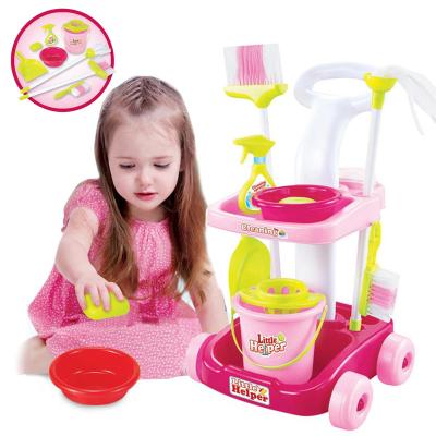 China MODEL TOY Amazon Hot Selling Pretend Home Housework Mini Cleaning Cart Play House Toys Clean Appliances Aliexpress Success for sale