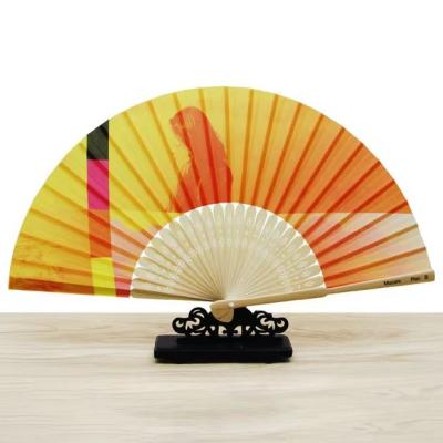 China Custom Printed Logo Folding Bamboo Handfan Rib Wedding Wooden Handheld White for sale