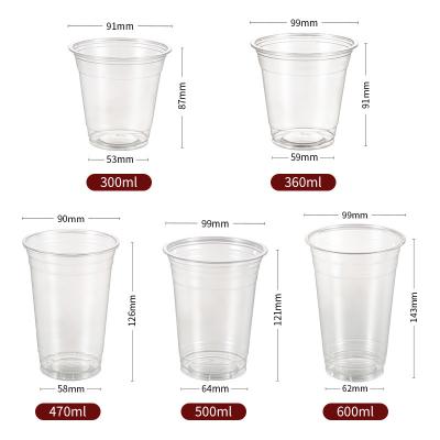 Cina Wholesale 95mm Clear Plastic Cups PET Cold Drinking Cups for Ice Coffee Juice Boba Milk Tea Bubble Cup Beer in vendita