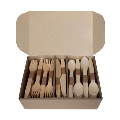 China Eco Life Wooden Cutlery Factory Price Biodegradable Wooden Cutlery Set Kitchen Wooden Travel Cutlery Set en venta