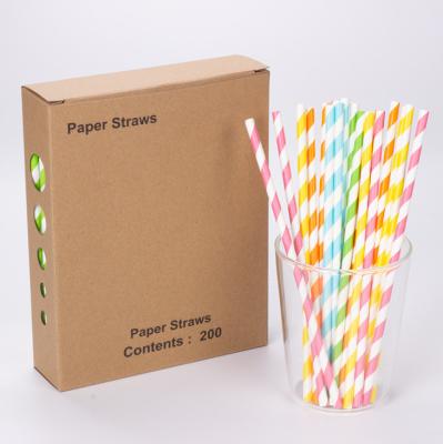 China Disposable Food Product 20cm Paper Straw with Custom Printed Biodegradable Design à venda