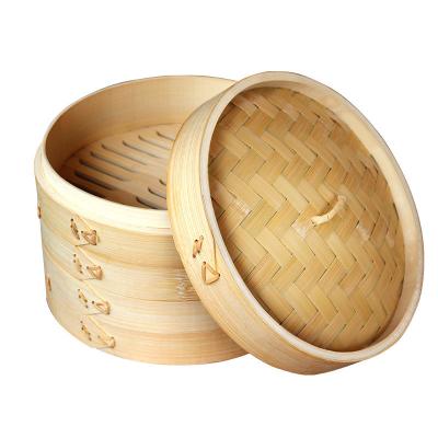 China Chinese whole sale factory direct selling 18cm- 30cm deeper 2-layer kitchen round bamboo steamer with lid for sale