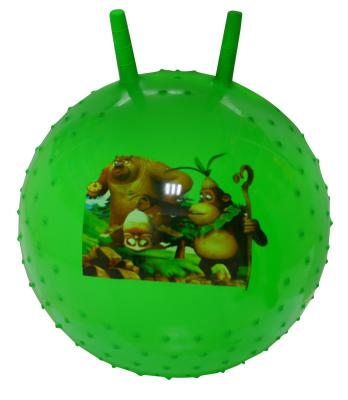 China jumping hopper handle inflatable PVC ball toys bear coming cartoon for sale