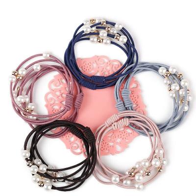 China 10 PCs Soft High Quality Korean Cute Gift Sets Elastic Hair Band Rings Rubber Pearl Hair Ties Set for sale