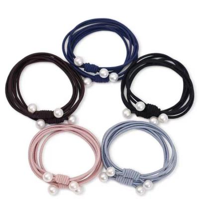 China Female Simple Hair Ornament Headdress Headrope Hair Circle Elastic Band Soft Korean Hair Rope Bead Love Elastic Band Lovely for sale