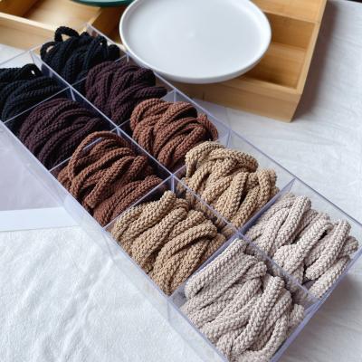 China Wholesale Soft Assorted Colored Braid Hair Ring High Stretch Hair Thick Elastic Band Hand - Woven Rope For Ladies for sale