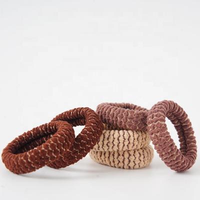 China 2021 New Environmentally Friendly Seamless Plaid Ring Towel Jacquard High Elastic Stripe Ladies Hair Ties for sale