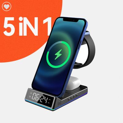 China Qi-enabled Devices 50w Wireless Charger Multiple Mobile phone Charger 4 in 1 Wireless Charger Clock for sale