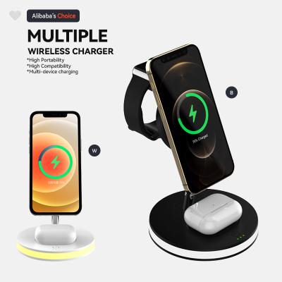 China Magnetic Wireless Charger 3-in-1 Wireless Charger Desktop Devices Magnetic Wireless Charger Qi-enabled With Lamp for sale