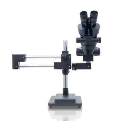 China Trinocular Simul-focal High Zoom Point Eye Black Microscopio 7X-45X Repair Double Arm Stereo Microscope For Electronics Repair for sale