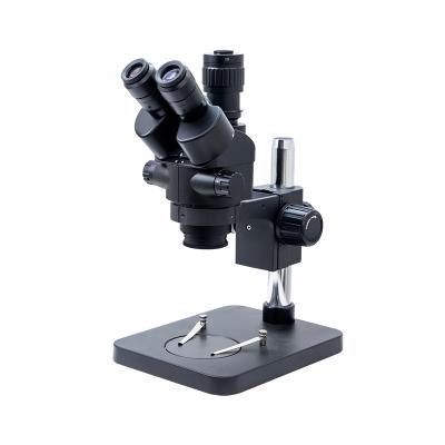 China Professional Repair Eye 7X-45X Trinocular Black Wide High Simul-focal Zoom Stereo Microscope for sale