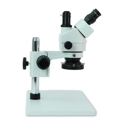 China Large Repair Base 7-45X Continuous Zoom Trinocular Stereo Microscope With Led Lamp for sale