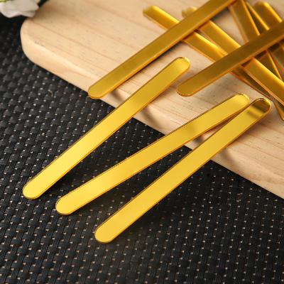 China Customized Viable Kids DIY Acrylic Hand Opens Art Ice Cream Cake Tools Golden Ice Cream Sticks for sale