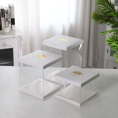 China Wholesale Recyclable High Quality Clear Collapsible Wedding Transparent Square Cake Box PET for sale