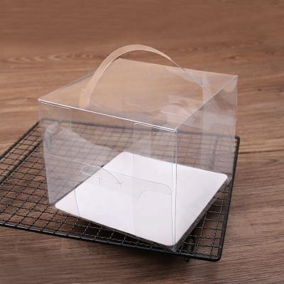 China Recyclable Custom Food Grade Transparent PET Plastic Clear Square Decorative Wedding Cake Box With Handle for sale