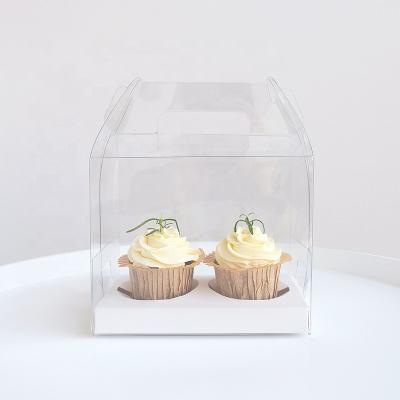 China Recyclable Customizable Biodegradable Clear Food Grade Cup Cake Boxes PET Box Cake Packaging for sale