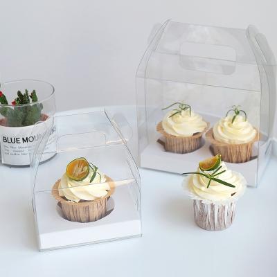 China Recyclable Food Grade Cupcake Boxes Clear PET Box Cake Packaging for sale