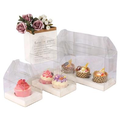 China Recycled Materials Hot Recyclable Portable Birthday Party Environmental Transparent PET Wooden Cake Box for sale