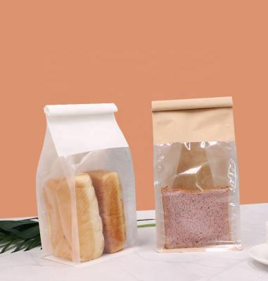 China Disposable Wholesale Price Cheese Bread Package White Kraft Paper Bag With Transparent Window for sale