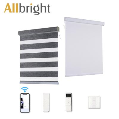 China Minimalist High Quality Light Filtering Blackout Wire Dye Zebra Electric Roller Shades For Windows for sale