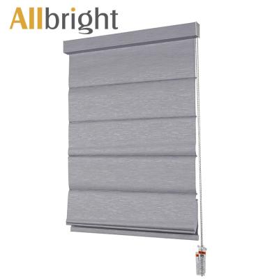 China Fashion Designs Minimalist Bedroom Blackout Sun Gray Square Manual Roman Shade Blinds Curtain For Sale for sale