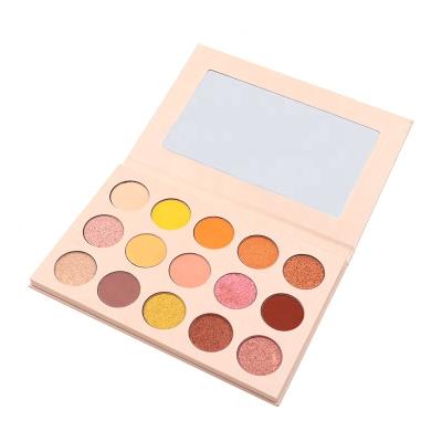 China New Private Label Waterproof 15 Colors Waterproof Luminous Hot Pink Gold Eyeshadow Glitter Highly Pigmented Pressed Eyeshadow Palette for sale