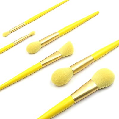 China Angular Blush Cheap 6 Pcs Vegan Yellow Professional Makeup Tools Soft Synthetic Hair Eyeshadow Brush For Sale for sale