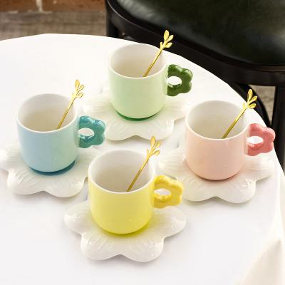 China Viable Wholesale Colorful 240ml Large Capacity Coffee Cup And Saucer Sets for sale