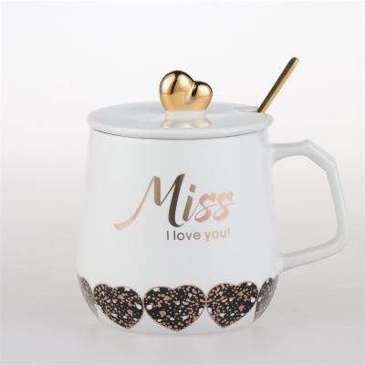 China Viable Personalized Design Couple Use 350ml Juice Tea Coffee Luster White Ceramic Mug for sale