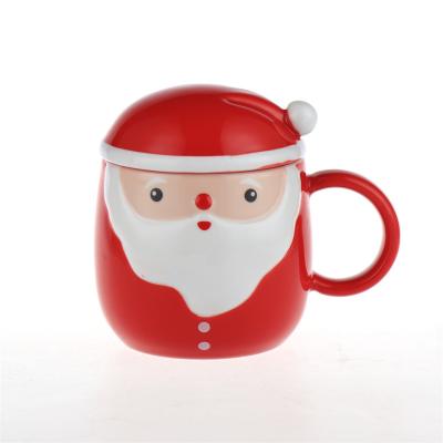 China Custom Viable Design Christmas Santa Claus Factory Ceramic Red Santa Coffee Mug for sale