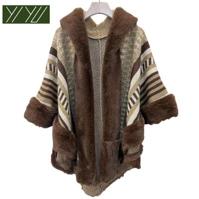 China QUICK DRY Women's Plus Size Autumn Clothing Clothes Ins Knitted Sweater Wrap Drop Shoulder Coat Striped Cardigan for sale