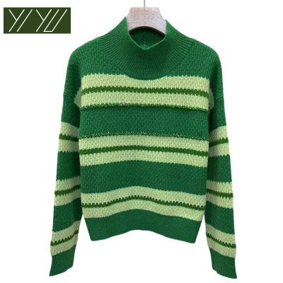 China QUICK DRY Women's Horizontal Stripe Knitted Sweaters Women's Casual Knitted Long Sleeve Sweater Women for sale