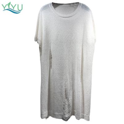 China Women's Breathable Sweater Autumn Long Sleeve Knitted Dress Round Neck Distressed Look Slim Sweater Skirt for sale