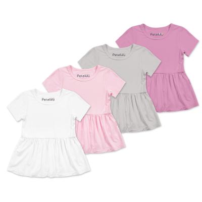 China New Baby Children's Breathable Girls Spring Summer Bamboo Lyocell Short Sleeve Modal Princess Dress Skirt for sale