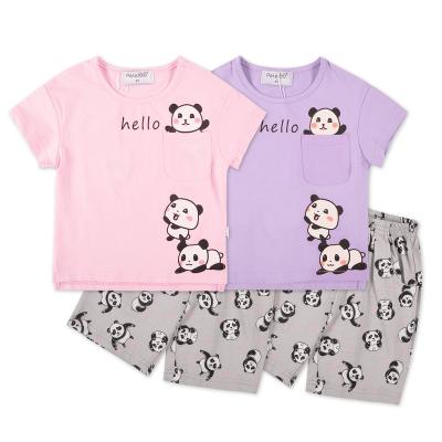 China Other Wholesale Home Wear Cartoon Cotton New Summer Simple Children Kids Jogging Suit Summer Children Pajamas Short Sleeve Suit for sale