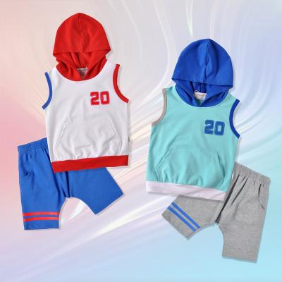 China Wholesale Casual Summer Kids Children's Personality Cartoon T-shirts Suit Hooded Vest And Shorts 2 Piece Little Boy Shorts Set 6 Sets for sale