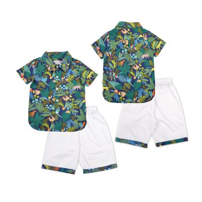 China New hot style boy children's shirt casual summer Hawaiian children's clothing short-sleeved sports shorts suit for sale