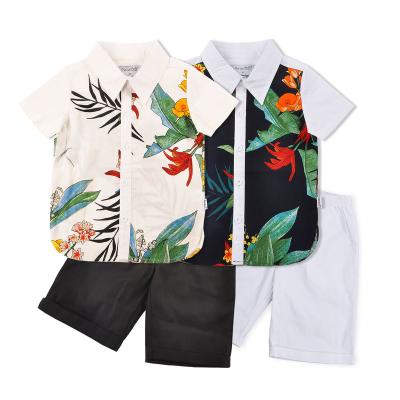 China New Style Fashion Summer Boys Casual Suits Flower Printing Beachwear Short Sleeve Shirt Shorts 2 Pieces Clothing Set Kids for sale