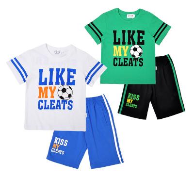 China 2022 Summer Casual Short Sleeve Printed Kids 2 Piece Clothing Set Casual Outdoor Boy T-shirt Shorts Clothing Set for sale