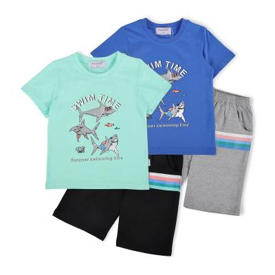 China Summer Wear Boys Casual Clothing Sets Kids Street Wear Boys Sleeve + Shorts Short Set for sale