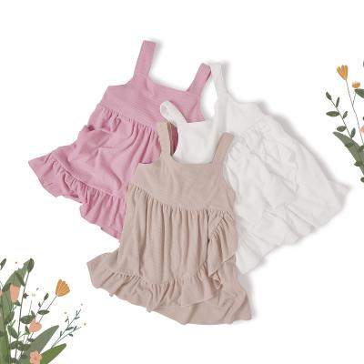 China High Quality Breathable Custom Girls Dress Summer Sleeveless 100% Cotton Girls Kids Dress for sale